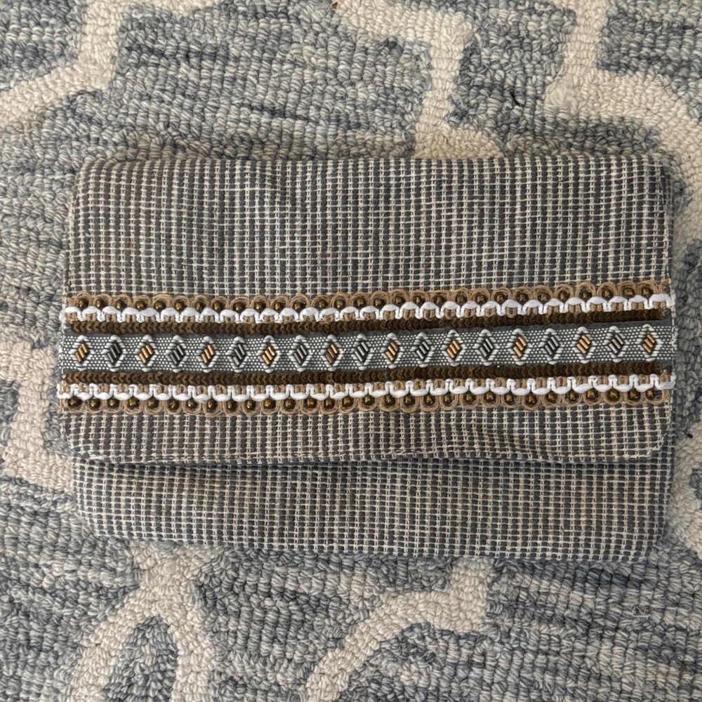 Marina Gray and Gold Embellished Clutch